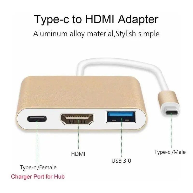 1PC Aluminum Shell Three-in-one Hd Conversion Cable Usb3.1-turn Hdmi Type-c-turn Trans-wire Converter S1E3 | Компьютеры и офис