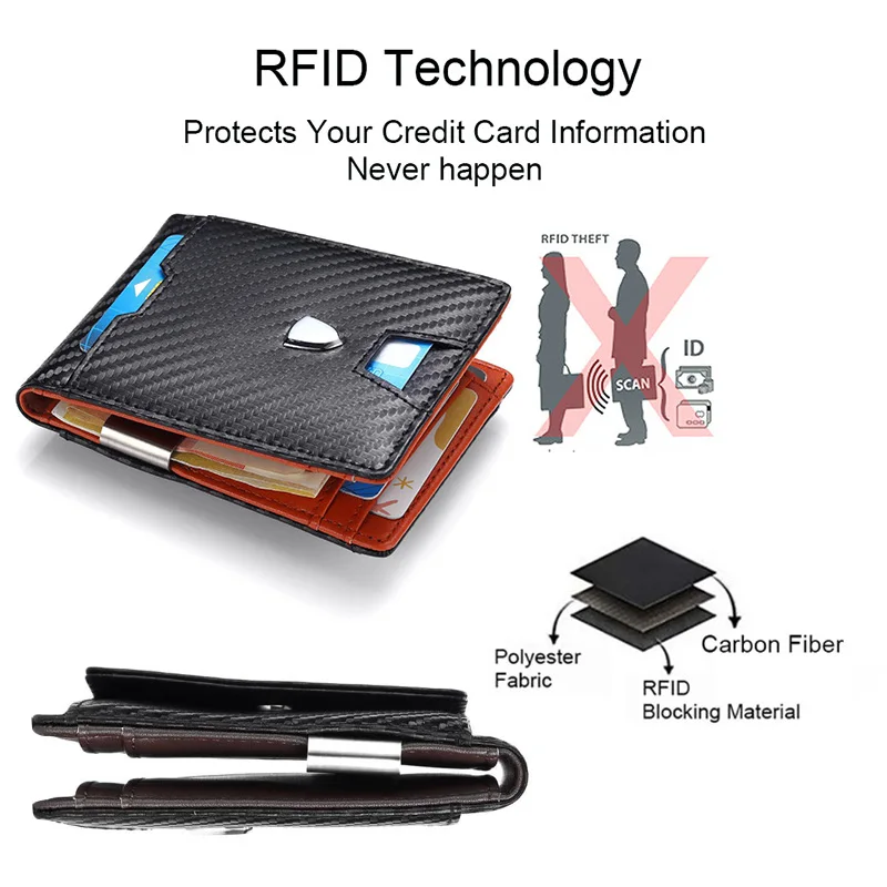 Мужские кошельки из углеродного волокна держатель для карт Rfid двойная сумка