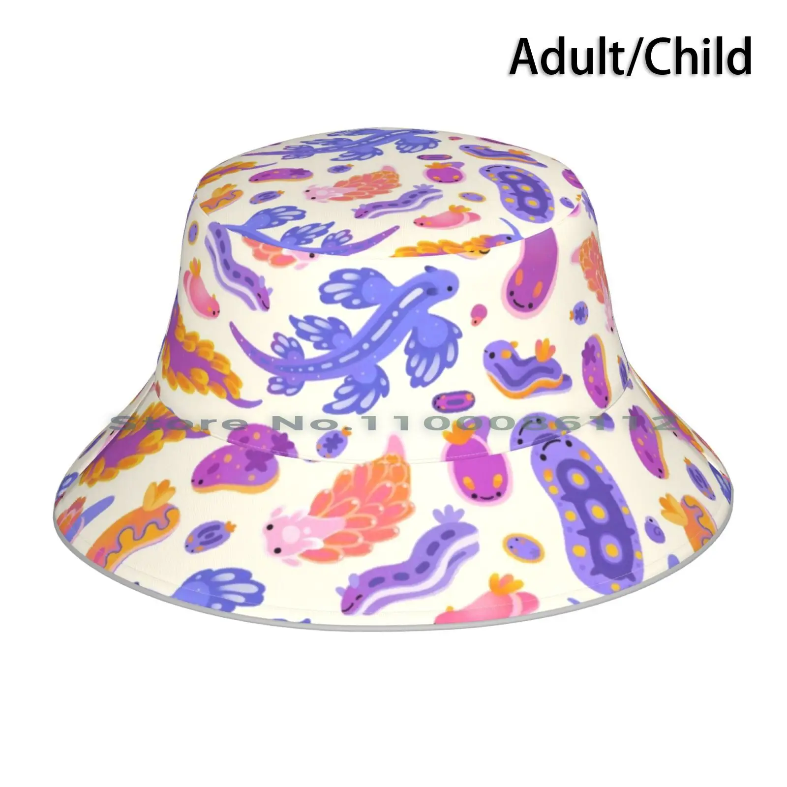 

Sea Slug-Pastel Bucket Hat Sun Cap Marine Life Sea Slug Nudibranch Pikaole Biology Scuba Ocean Summer Cute Kawaii Animals Kid