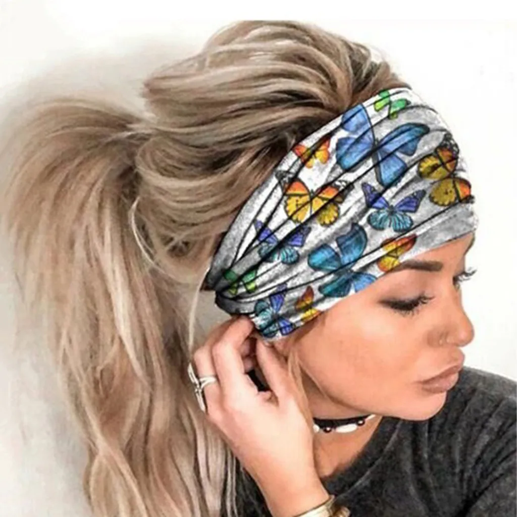 

Headband Print Polyester Bohemian Hair Bands Bowkont Yoga Stretch Hair Accessories Popular Unique Mixed Colo Headbands For Women