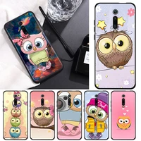 cute owl hearts lover for xiaomi redmi 9t 9i 9at 9a 9c 9 8a 8 7a 7 6a 6 5a 5 4x pro prime plus black soft phone case