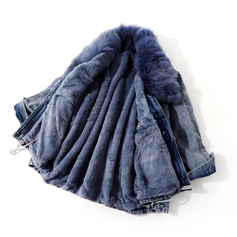 Зимняя модная теплая куртка с воротником из натурального Лисьего меха + Плотная