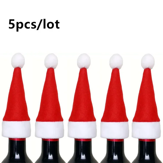 5pcs Red white hat Новинка года, рождественские украшения, столовый нож, вилка, шапка Noel Natal, Рождественское украшение для домашнего ужина, декор - Цвет: 5pcs Red white hat