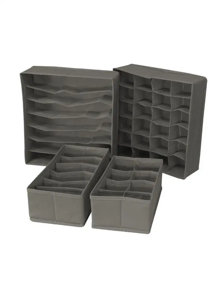 

Underwear Organizer - Closet Foldable Non-woven Fabric Storage Box Solid Color Drawer Divider Kit - For Storing Bras/Socks/Neck