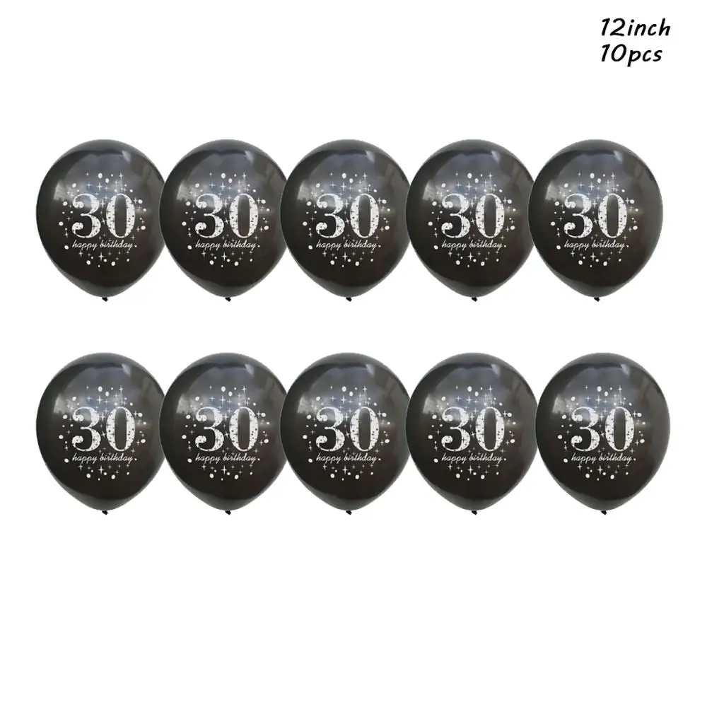30th Birthday Party Balloons Gold Black Latex Ballons Adult Decoration 30 40 50 60 Confetti Balloon Supplie | Дом и сад