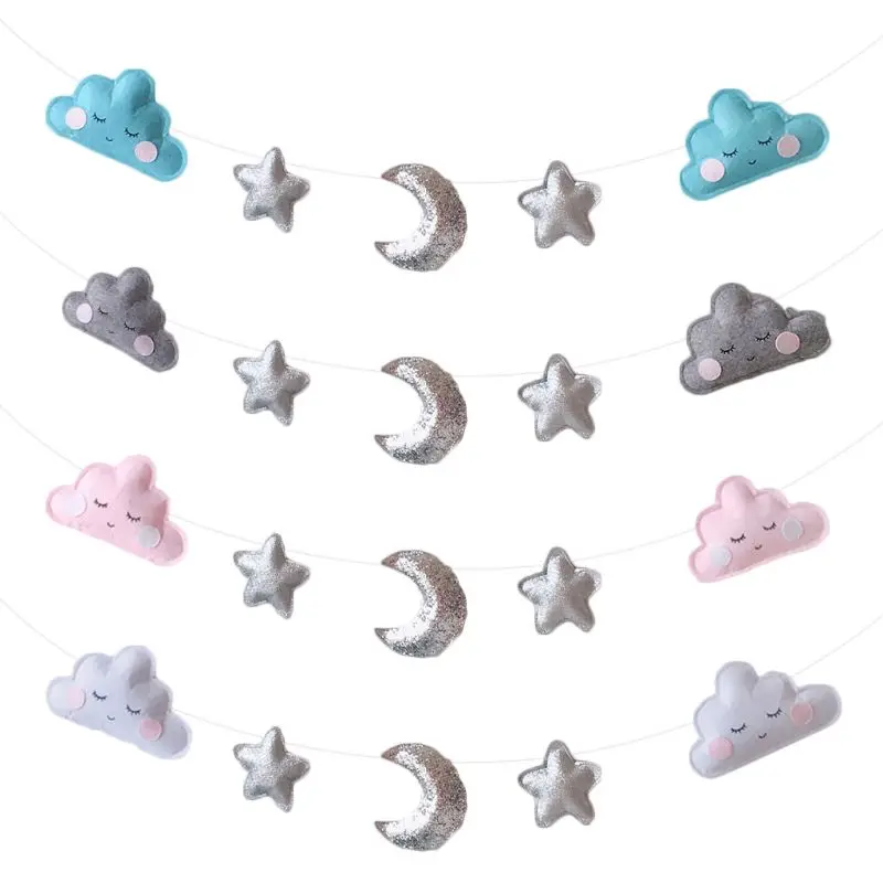 Детская комната фетровое облако звезда Луна гирлянды веревка настенные