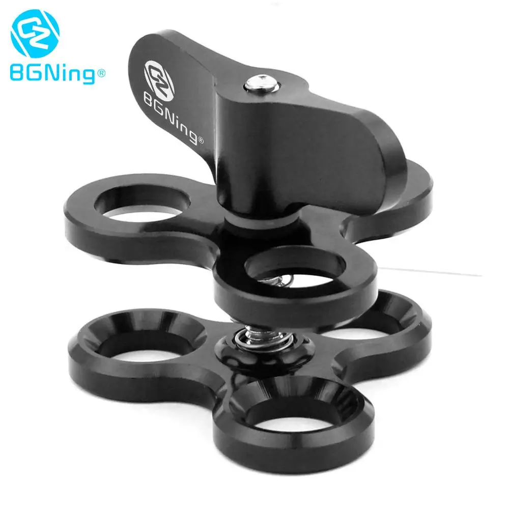 black 3 holes clip CNC бабочка зажим 2 3 открытое отверстие Дайвинг светильник Кронштейн Разъем штатива шаровой головкой адаптер для Gopro Спорт SLR камера - Цвет: black 3 holes clip