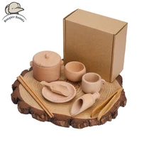 wooden kitchen infant toy montessori children toys baby feeding bowl dining pan set baby tableware food grade wood baby products