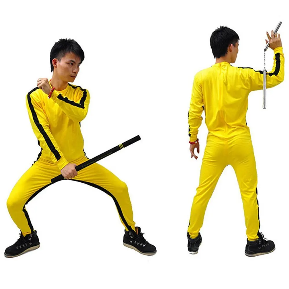 

Jeet Kune Do Game of Death Costume Jumpsuit Bruce Lee Classic Yellow Kung Fu Uniforms Cosplay JKD for Kid Adults Wushu Uniforms