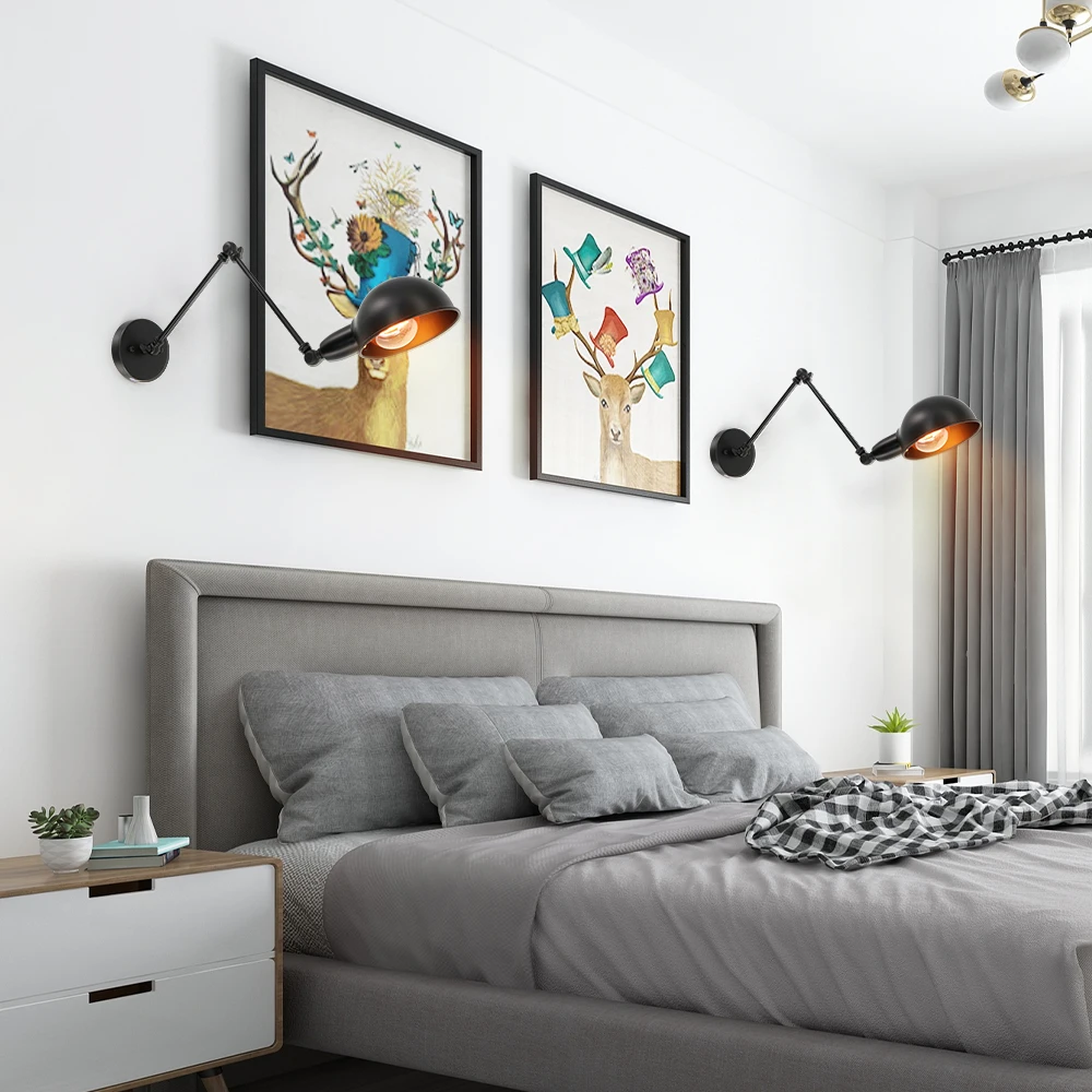 

Adjustable Swing Arm Retro Indoor Mounted Wall Light Lamp e27 e26 Led Fancy Wall Hanging Ceiling Lights For Living Room Bedroom