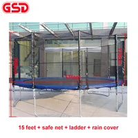 gsd 15 feet trampoline with safe net safety pad ladder rain cover tuv gsceen71 was approved