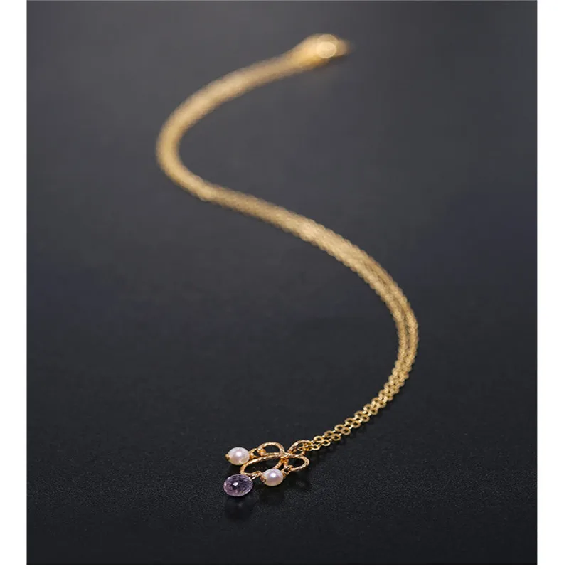 Ожерелье ручной работы DMBS017 ожерелье с граненым аметистом и натуральным