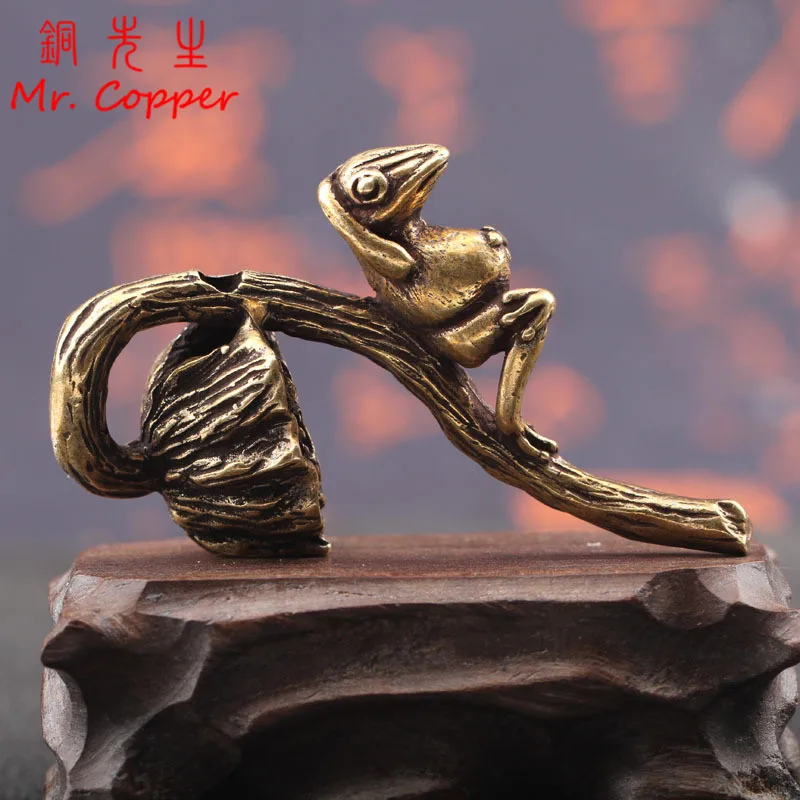 Антикварные медные семена лотоса лягушка курильница украшения для дома