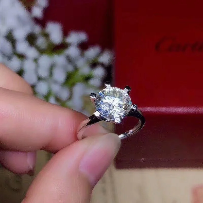 Kkmall магазин круглое серебряное кольцо Moissanite 3.00ct D VVS Роскошные Moissanite свадебное кольцо для женщин