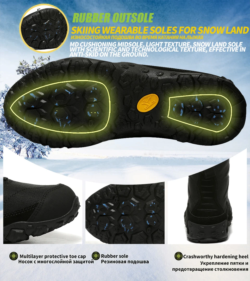 XIANG GUAN Man Hiking Shoes Men Waterproof Plush Warm High Top Climbing Mountain Tactical Boots Outdoor Sports Trekking Sneakers