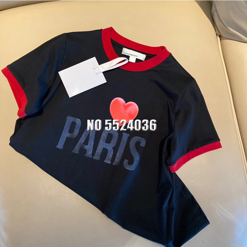 

Fashion Runway Design Sweet Print T-shirt Women 2021 New Summer O-neck Short Sleeve Casual Cotton Tops Tee