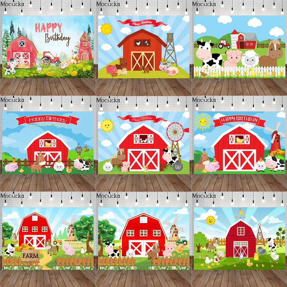 

Mocsicka Farm Animals Birthday Background Child Portrait Photo Custom Content Party Decoration Props Backdrop For Photography
