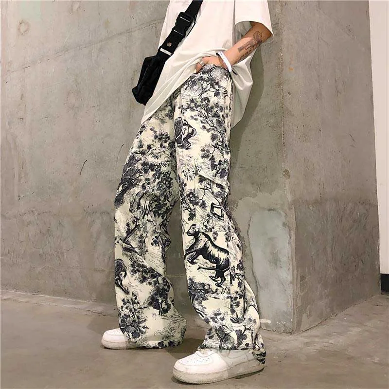 

2020 Women Pants Loose Sports Casual Beam Foot Harem Pants Comics Printed Joggers Pants Mens Hip Hop Casual Trousers