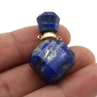 natural gems essential oil diffuser lapis lazuli stone perfume bottle pendants for women necklace jewelry making size 25x36x13mm