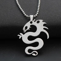 10pcs stainless steel china chinese sign dragon totem zodiac dragon ancient creature dinosaur symbol necklace lucky gift jewelry