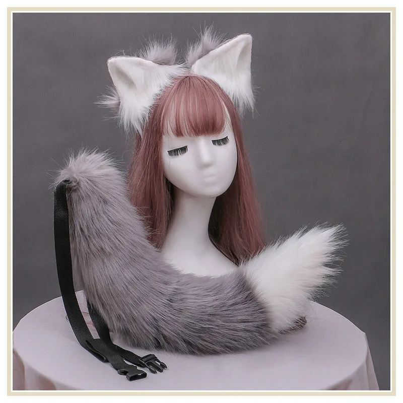 Женский плюшевый костюм из меха лисий хвост повязка на голову с милыми животными