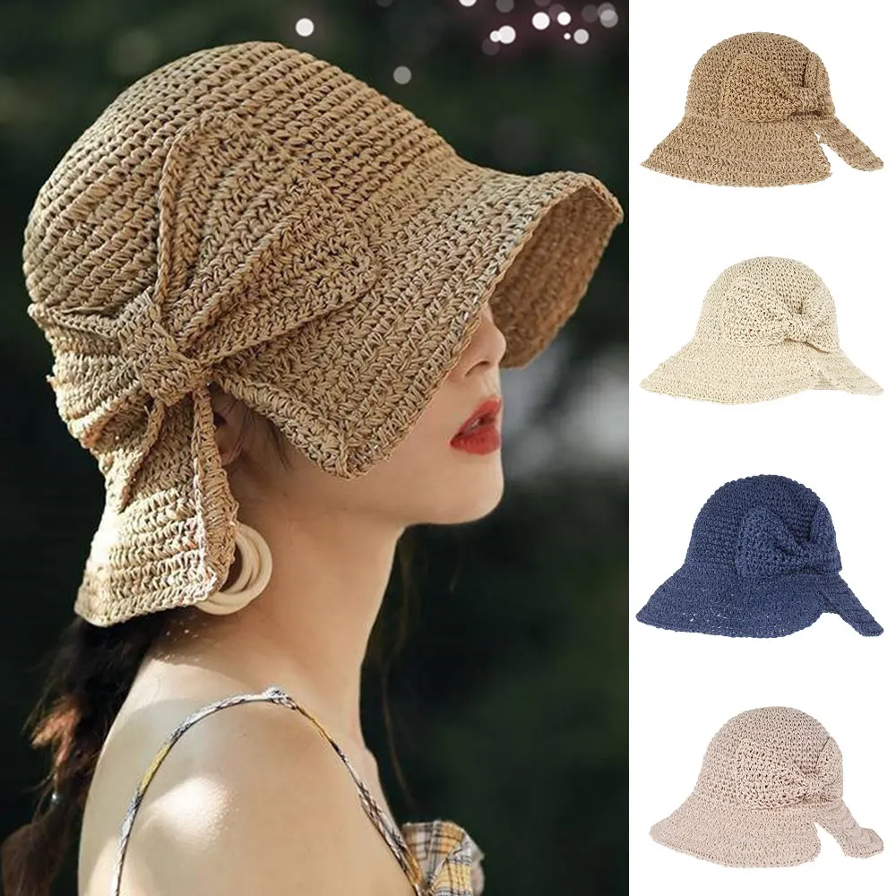 Шляпка от солнца в стиле Хепберн женская Соломенная пляжная Панама ручной работы