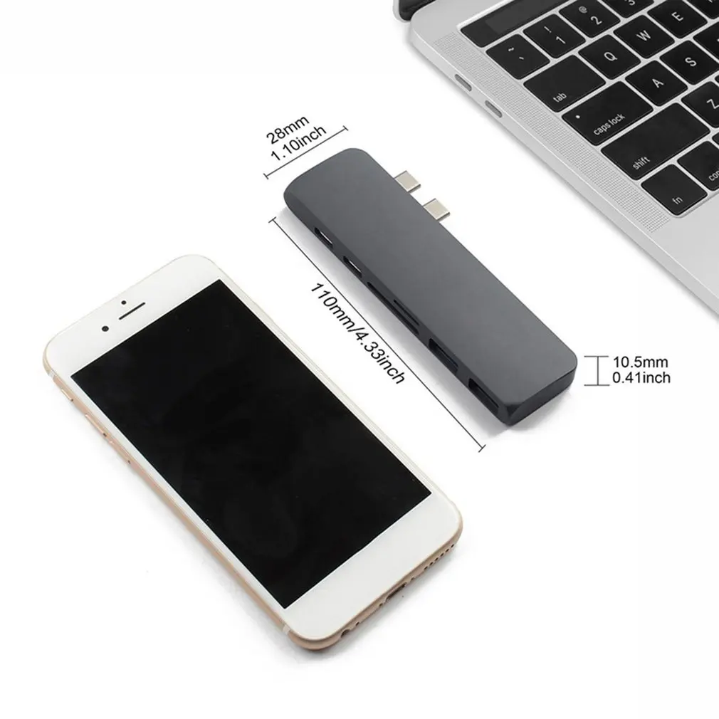 

USB Type C Hub Adapter 7 in 1 Dual Type-C Hub Hd Multimedia Interface Extension Adapter For Macbook Multiport Adapter