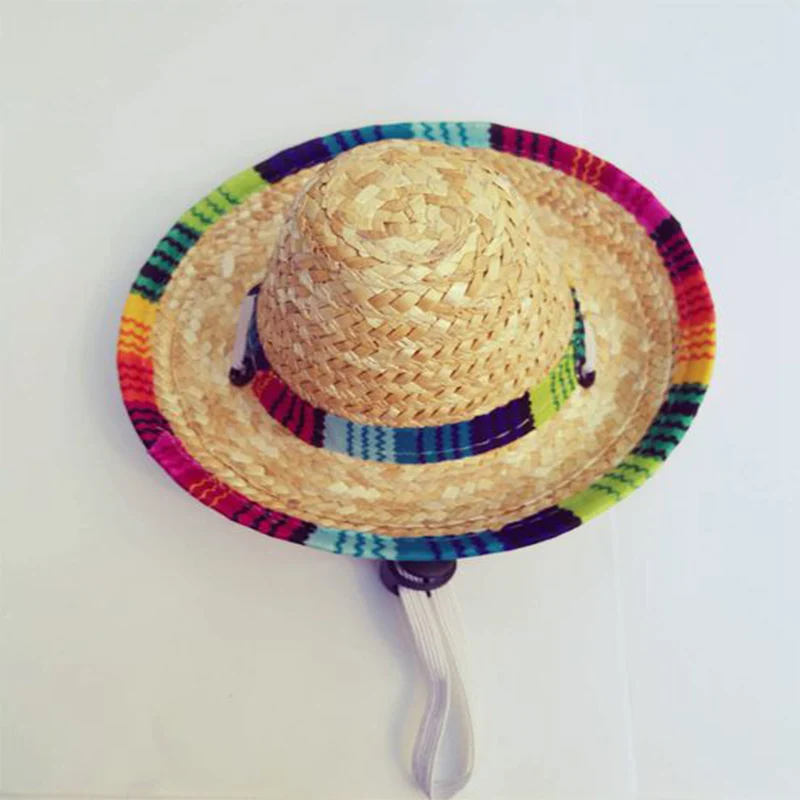 Соломенная мини соломенная шляпа для собак мексиканская регулируемая большая