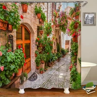 3d flower room landscape bathroom curtains polyester waterproof curtains home decoration curtains with hooks 180x200cm