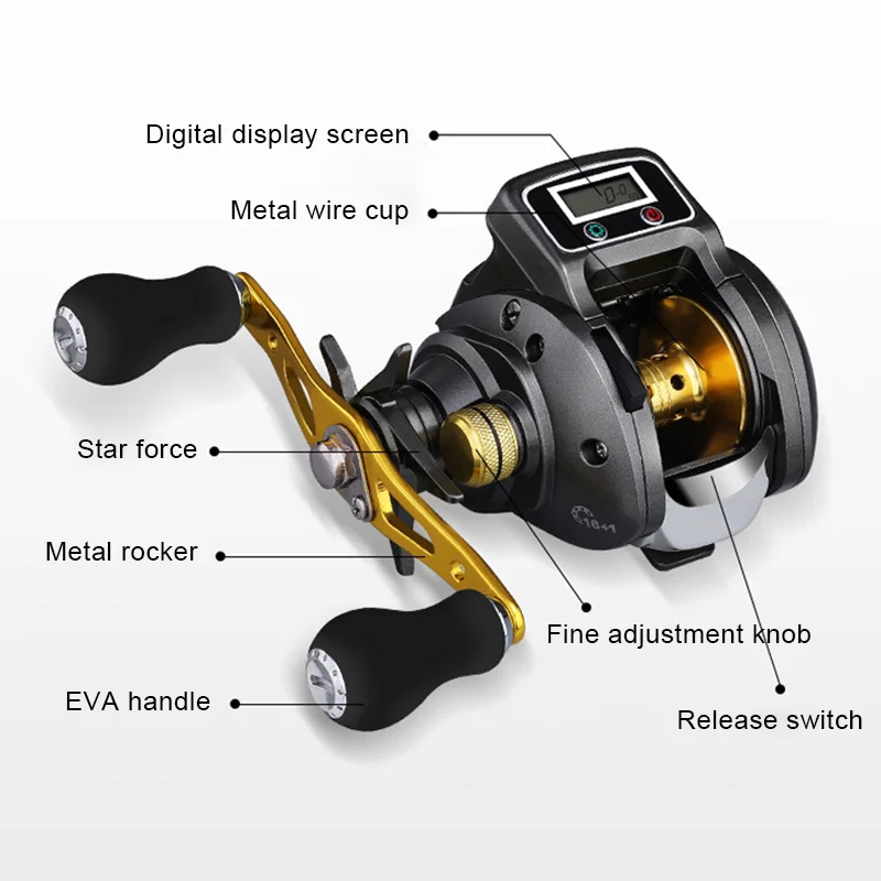 Спиннинговая Рыболовная катушка рыболовная с цифровым дисплеем регулируемые