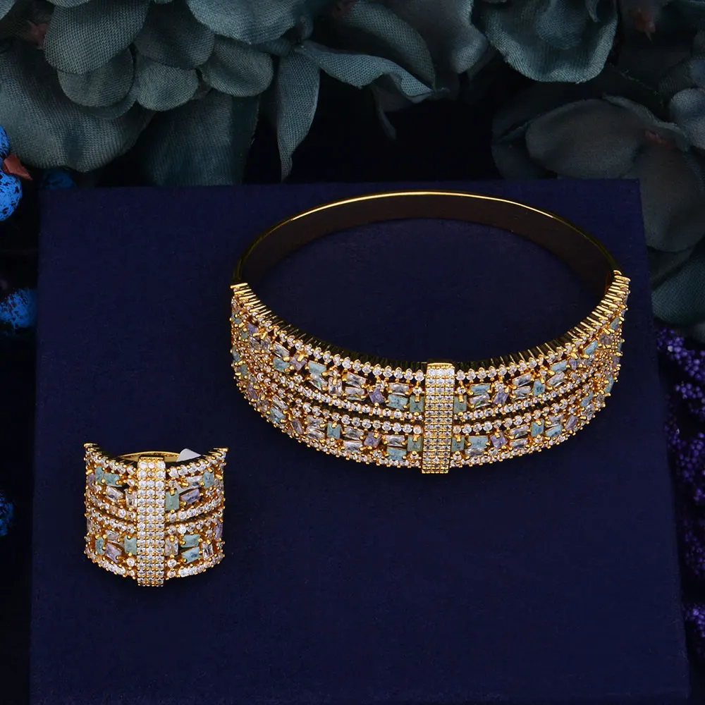 Missvikki Блестящий Романтический женский браслет кольцо ювелирный набор ручной