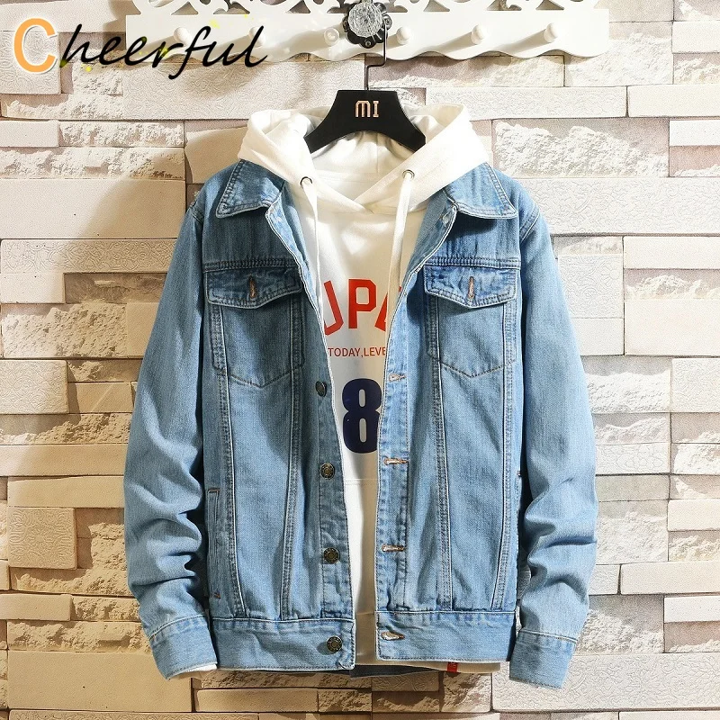 

Джинсовая куртка мужская однотонная, хлопок, деним, повседневная верхняя одежда, синяя, размеры 4XL, весна-осень