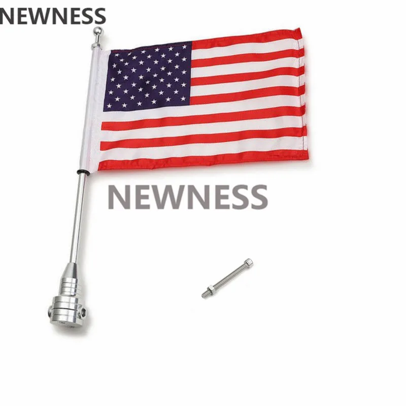 Chrome Motorcycle Rear Side Mount Flag Pole USA America For Harley Luggage Rack|chrome motorcycle|luggage rack for harleyflag pole motorcycle |
