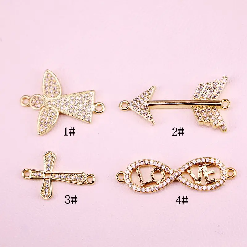 

10 шт. с кубическим цирконием в форме Креста/Ангел разъем для изготовления украшений своими руками, модные аксессуары прозрачный CZ Micro Pave для ...