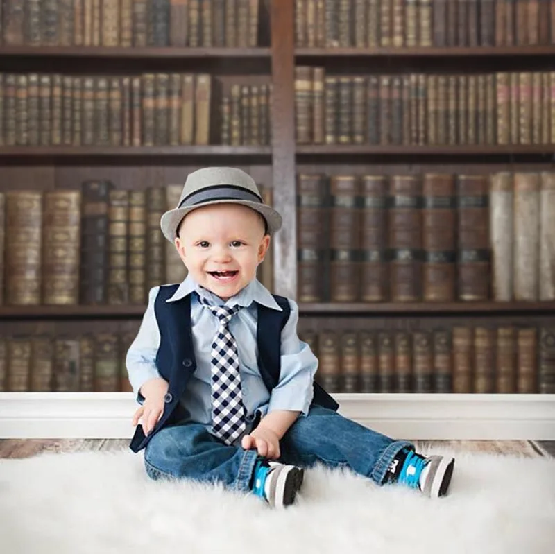 Фон для фотосъемки новорожденных детей винтажные книги деревянные книжные полки