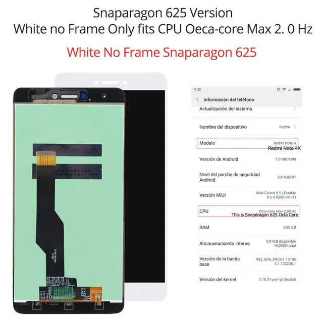 White LCD Snapdragon Для 5," Xiaomi Redmi Note 4X Snapdragon 625 и MediaTek MTK Helio X20 версия ЖК-экран+ сенсорная панель - Цвет: White LCD Snapdragon