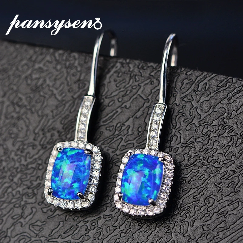 PANSYSEN 2021 Новая мода опал женские серьги в виде капель с 8 х 6 мм квадратные подвески
