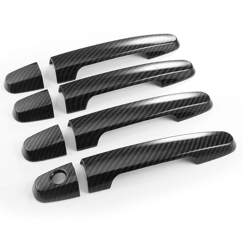 8 шт. Автомобильная накладка на внешнюю дверную ручку из углеродного волокна для