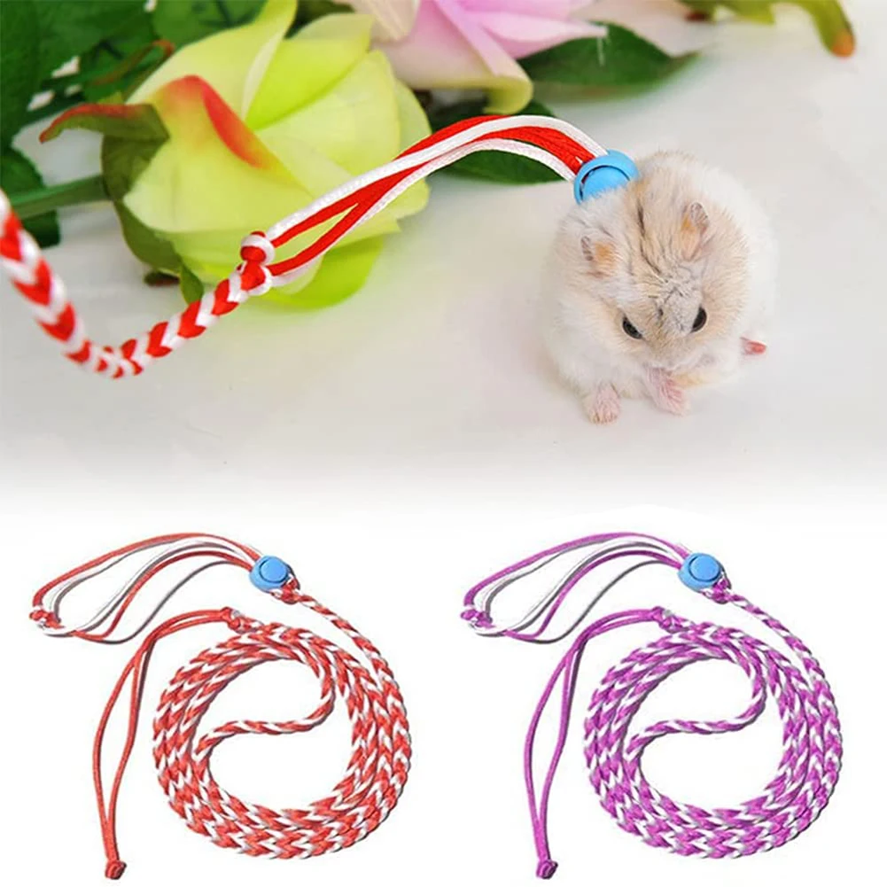 

1.4M Adjustable Pet Hamster Leashes Gerbil Pet Cage Leash Cotton Rope Harness Lead Collar for Rat Mouse Hamster Pet Supplies NEW