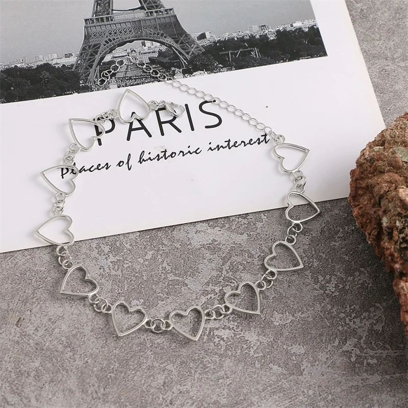 

Kpop Heart Chain Choker Necklace For Women collar Goth Necklaces Aesthetic Jewellery Christmas Party Girl halloween New Chock