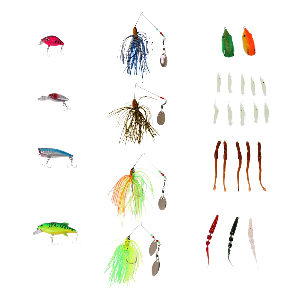 

28 Pieces 3D Eyes Bait Fishing Lure Bait Set Artificial Frog Bait Top Water with Hook Fishing Tackle