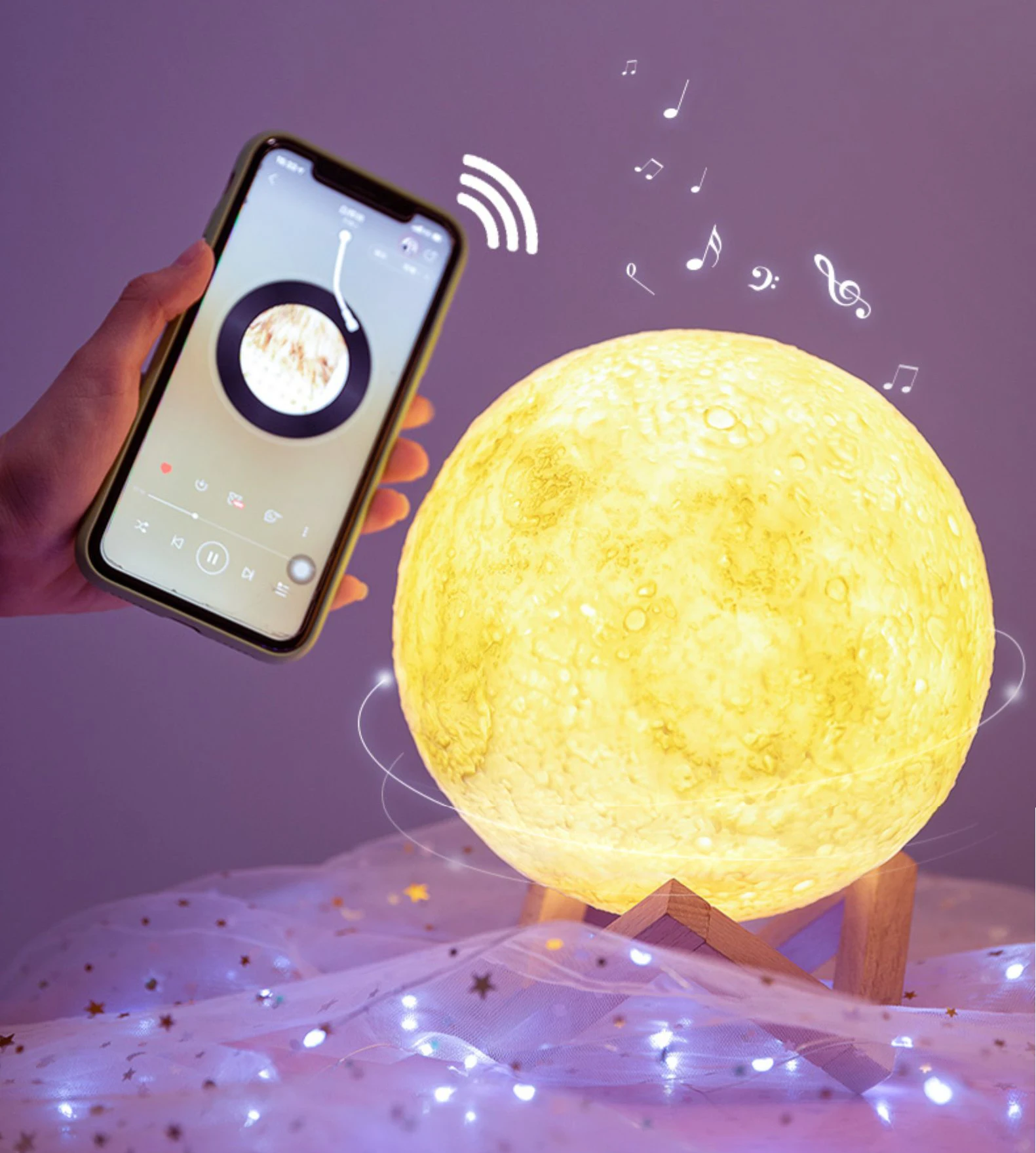 

Музыкальная шкатулка Aqumotic Moon в стиле ретро, Беспроводная колонка с поддержкой Bluetooth, объемный 3d звук для дома, портативная мини-Музыкальная ...