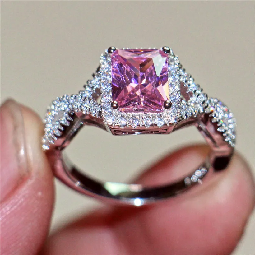 Женское кольцо из серебра 925 пробы с фианитом 4 карата размеры 5/6/7/8/9/10|Кольца| |