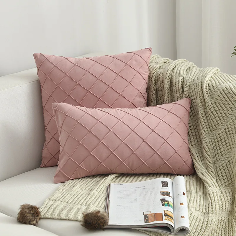 112 Modern Simple Nordic Pillow Cover Suede Checker Cushion Cover Decorative Pillows case For Seat Home Decorative Pillow Cover - Цвет: 112