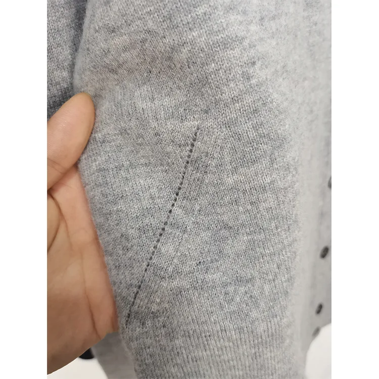 

Letter Hot Drilling Sweater Women O-neck Single Breated 100% Cashmere Cardigans