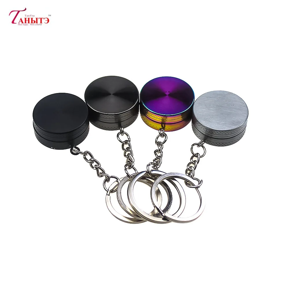 

Cool 2-Layer Zinc Alloy with Key Chain Grinder Tobacco Weed Smoke Eliminator 30mm Flat Multi-Color Grinder Smoking Accessories