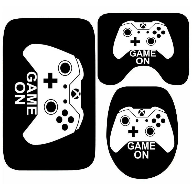 

Cool Game On Bathroom Rugs for Gamer Eat Sleep Game Gaming Shower Mat Cover for Toilet Carpet Rug Non Slip Floor Bath Mats Set