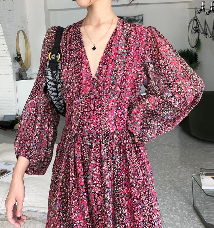 Женское шифоновое платье с цветочным принтом Timis Li повседневное офисное до