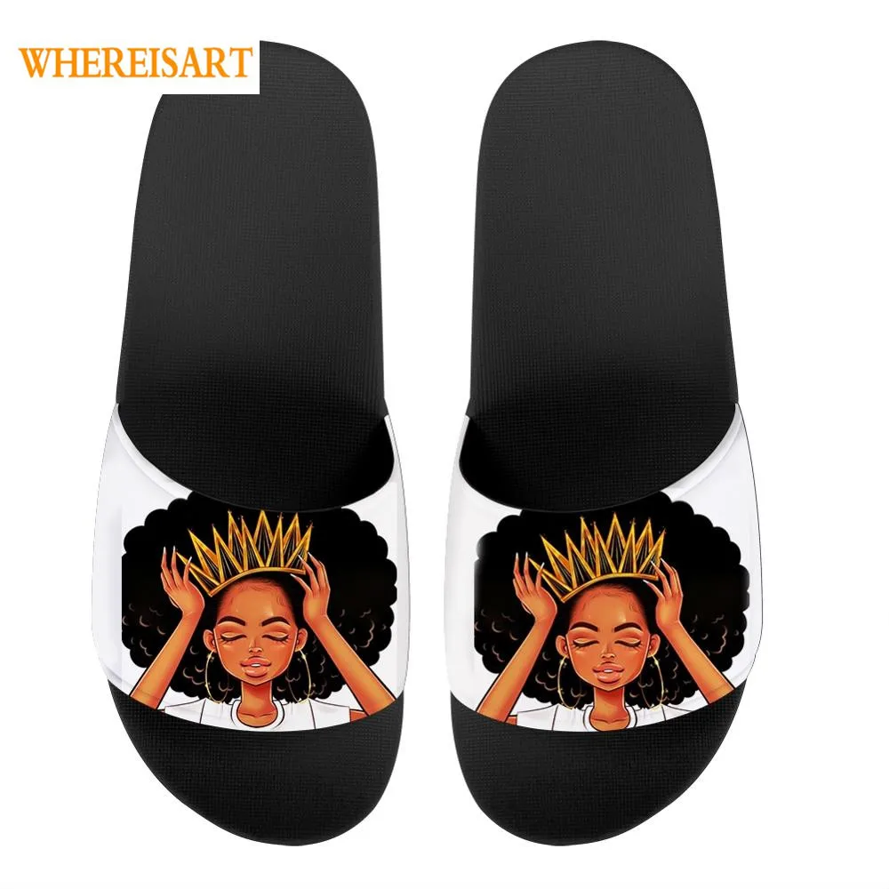 WHEREISART афро для девочек черного цвета женская обувь с рисунком женские туфли