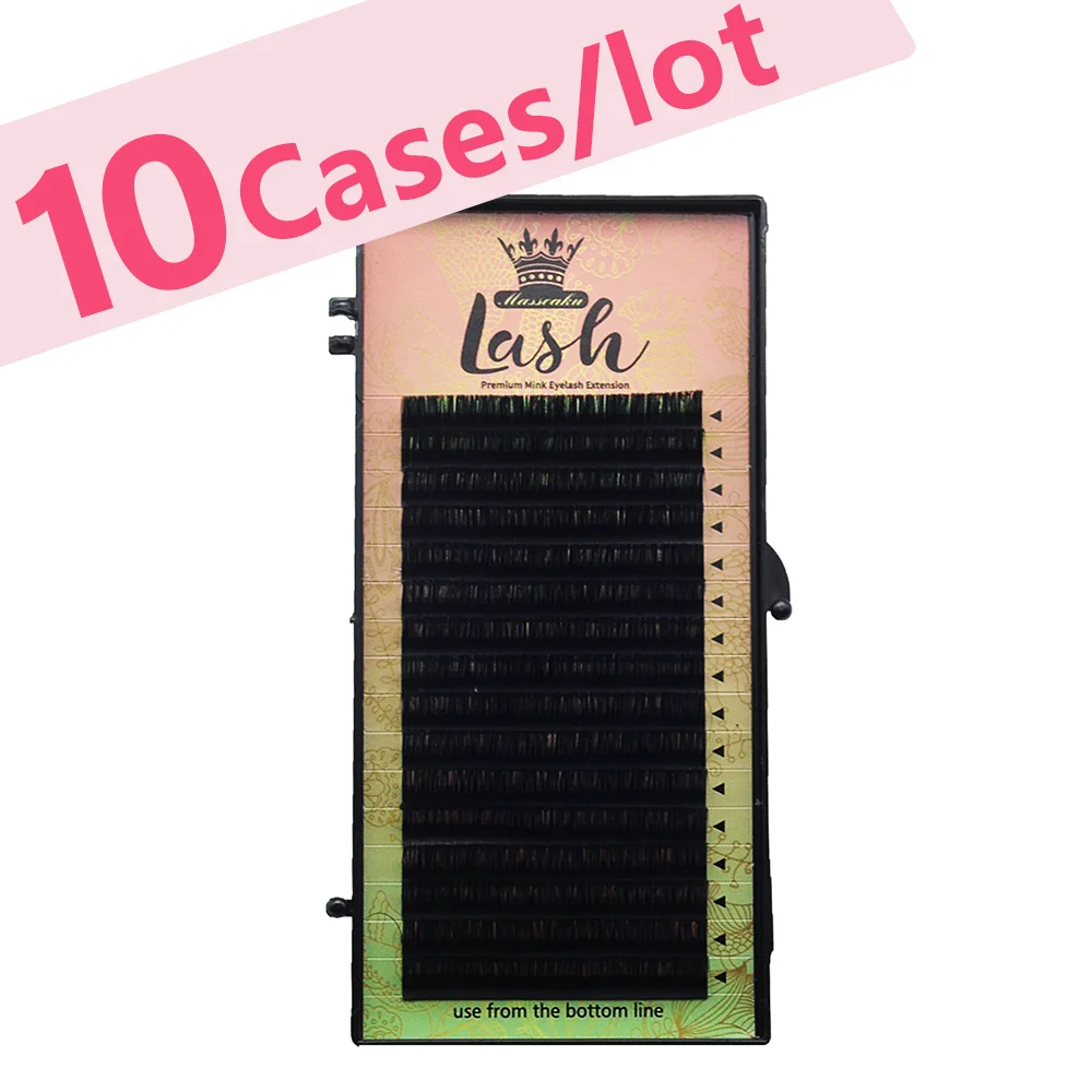 

MASSCAKU 10 Cases Eyelash Extension Makeup 3D Mink lashes Individual Eyelash16 Rows Soft High Quality Cilios False Eyelashes